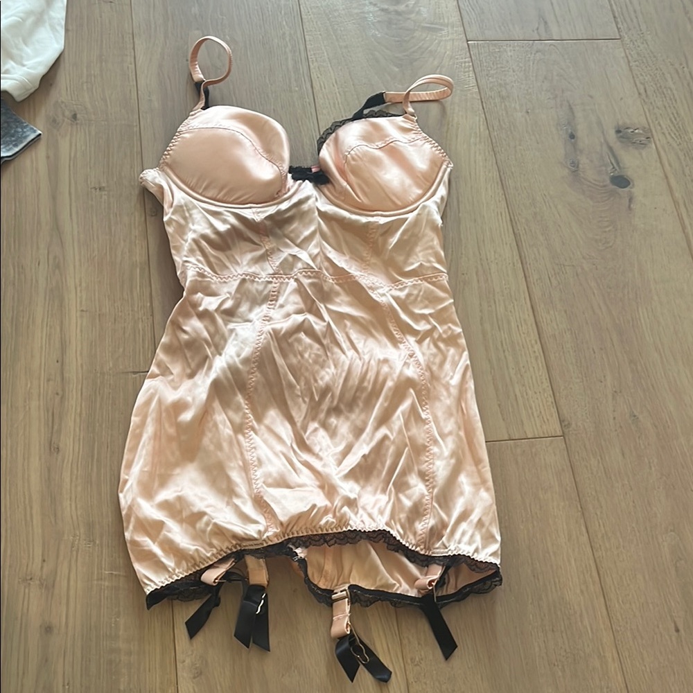 Agent Provocateur Pink and Black Chemise with Satin Finish